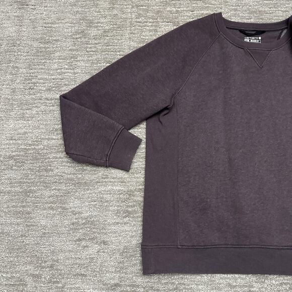 Carhartt Sweatshirt Womens 2XL Purple Crewneck Sleeve Graphic Fleece Pullover - Picture 5 of 12